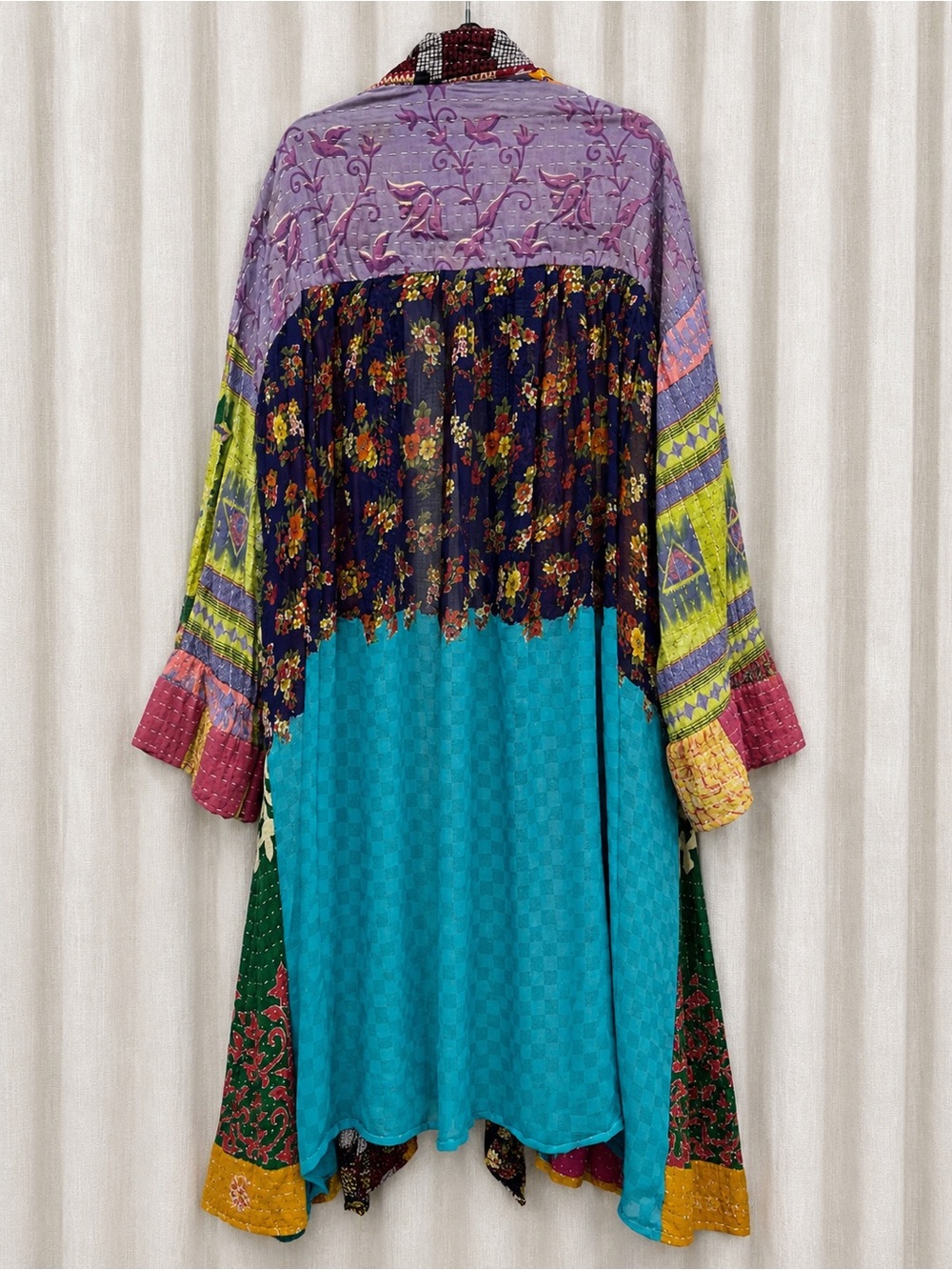 106🌟 Vintage Kantha Duster Robe Handmade Boho Patchwork Kimono One of a Kind - Picture 2 of 2